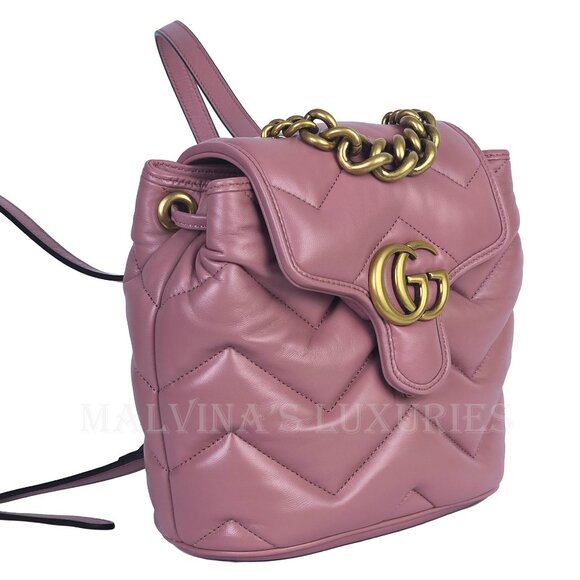 GUCCI BAG 777253 GG MARMONT LOGO BACKPACK PINK QUILTED LEATHER main image 8